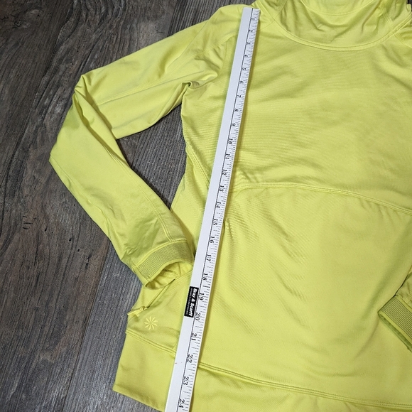Athleta womens activewear pullover hood long sleeve neon yellow Sz S - Picture 3 of 7